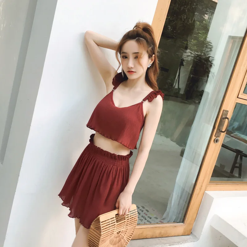 

Swimwear For Women Separate Swimsuit 2019 Two Pieces Teenagers Bikinis Plus Size Matching Fused Female Bathing Web Celebrity