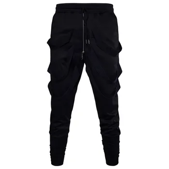 

Nice New Black Men Harem Pants Casual Men Middle Waist Multi-webbing Lantern Pants For Male Spring Autumn M-2XL