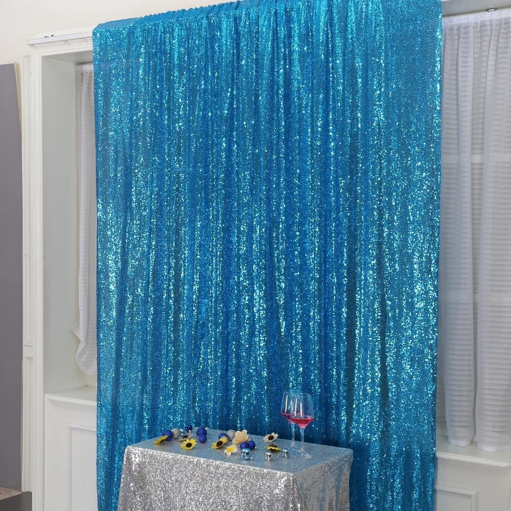 

Glitter Turquoise Backdrop Photography & Photo Booth Wedding Curtain Background with Rod Pocket 5ft x6ft 8ftx8ft 10ftx10ft CR35