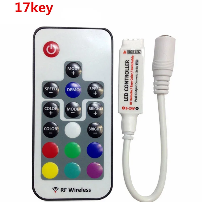 Мини 3key 10key 17key 24key 44key RGB контроллер для 5050 3528 2835 Светодиодные ленты светильник ленты лампы 12V 24V - Цвет: Синий