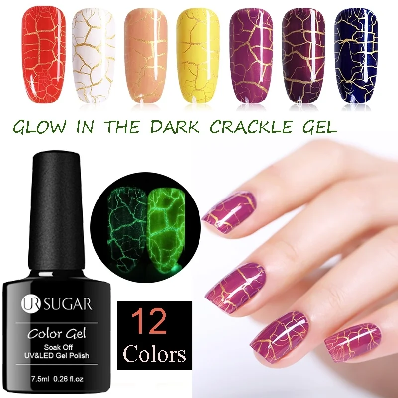  UR SUGAR 7.5ml Crackle Gel Polish Soak Off Luminous Cracking Nail Art UV Gel Manicure Nail Gel Varn