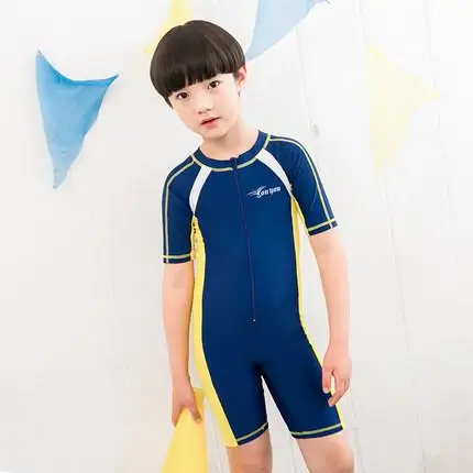 Child Swimwear One Piece Boys Girls Swimsuits Kids Bathing Suits Baby Swimsuit Girl Children Beach Wear Diving Swimming Suit - Цвет: Deep Blue