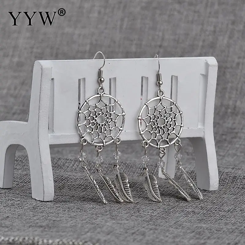 YYW 2018 новые серьги Ловец снов древние полые серебряные длинная серьга Pendientes
