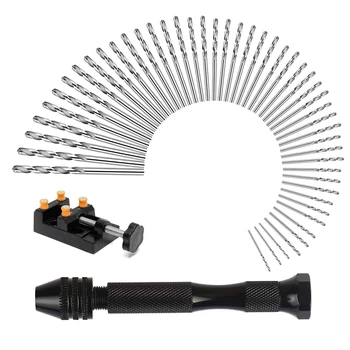

50 Pcs Pin Drill Set, Universal Multiple Size Pin Vice With A Mini Carving Clamp For Craft Carving,Diy,Woodworking,Jewelry Or