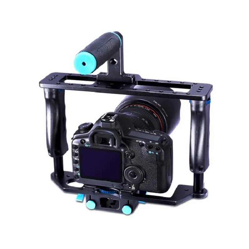  Aluminum Alloy Camera Video Cage Film Movie Making Rig Kit Video Cage+Handle Grip+Rod for Canon 5D/