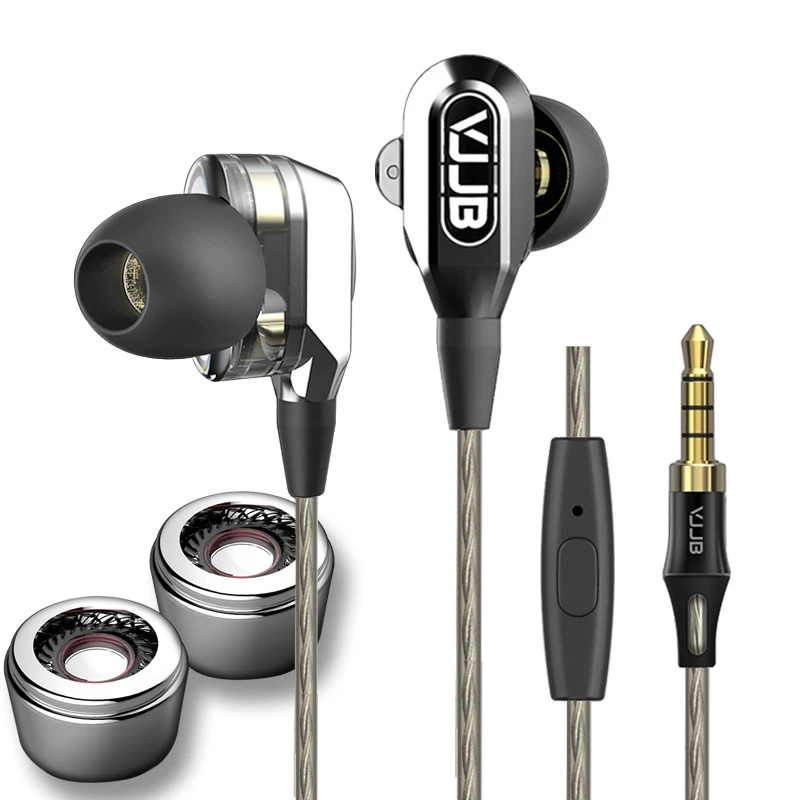 VJJB V1 V1S 4 Speakers HIFI Quality Sound Metal In Ear Earphone Earbud