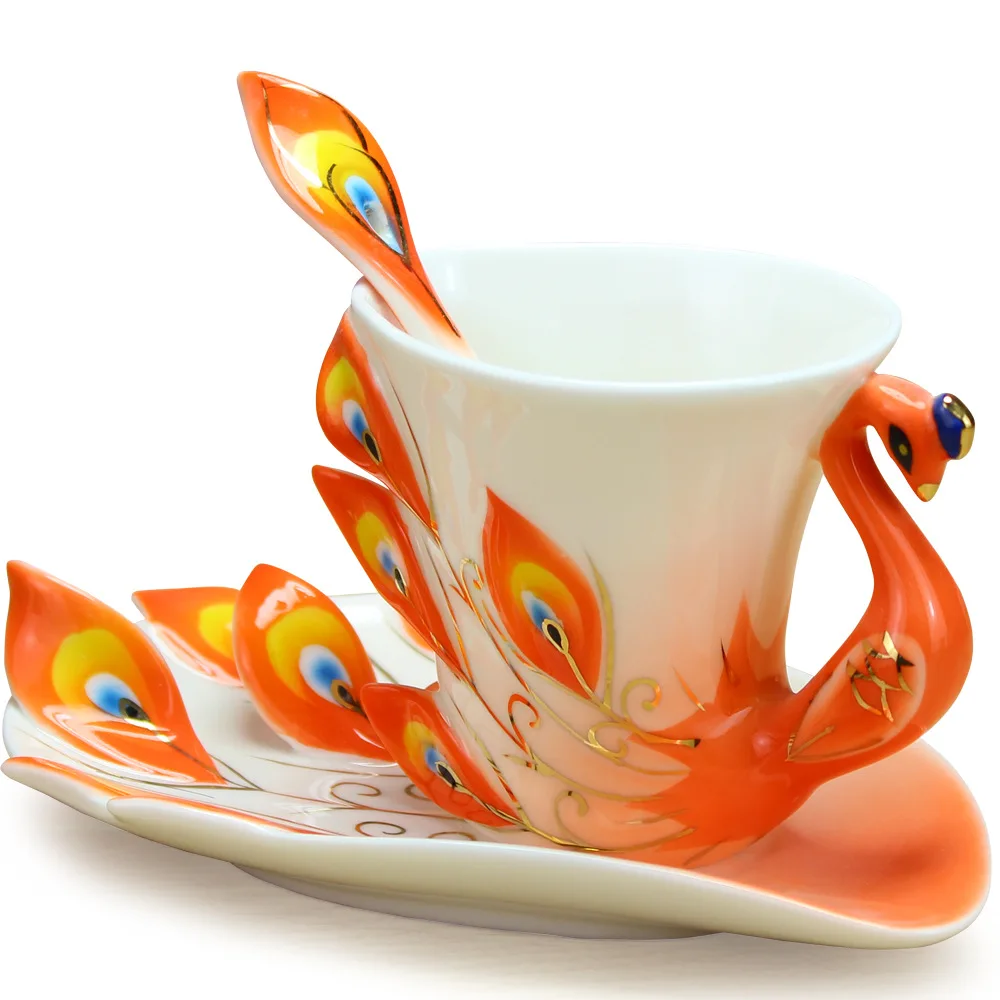 Hot Sale Coffee Mug Peacock Ceramic Creative Cup Bone China 3D Animal