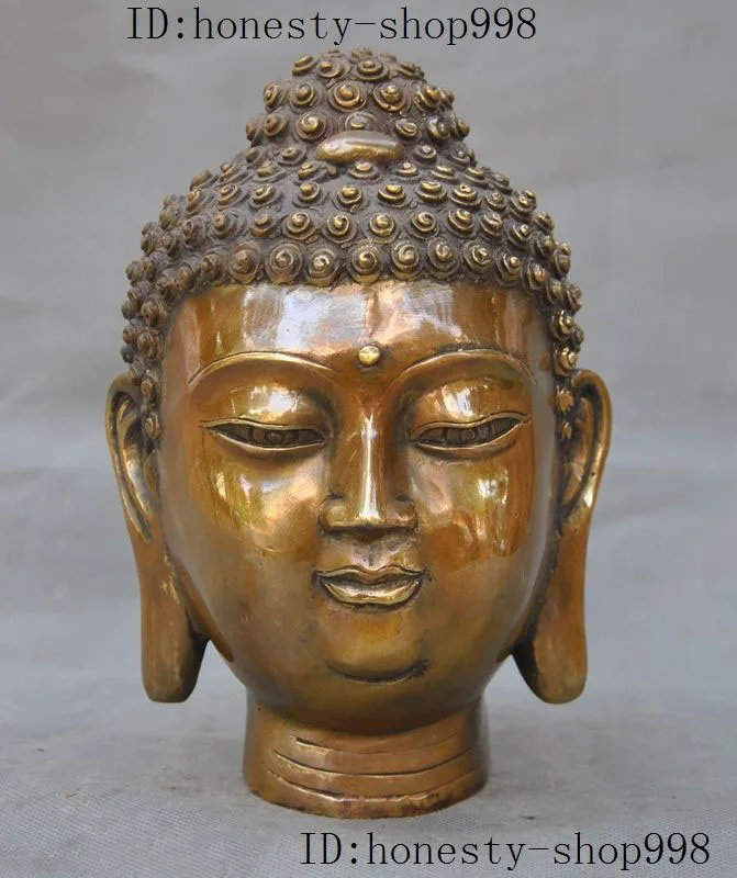 

Crafts statue 7"old Tibet buddhism bronze sakyamuni Shakyamuni Tathagata buddha head statue