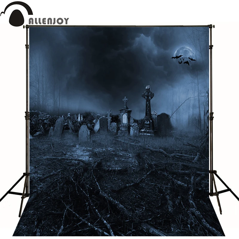 

Allenjoy Photographic backdrop Cemetery Tombstone Hazy Terror Halloween Party Strange Photocall background photography studio