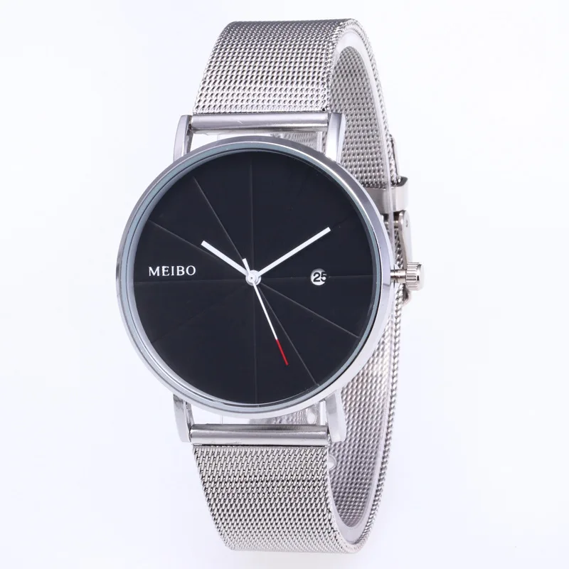 

Mdnen Fashion Brand MEIBO Women Men Watch Stainless Steel Strap Quartz Wristwatch Luxury Simple Designed Watches Women's Clock