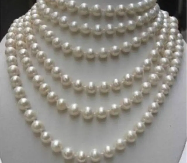 

Free shipping@@@@@REAL PEARL BEAUTIFUL!LONG 100 INCHES 8-9MM WHITE NATURAL PEARL NECKLACE 6.09