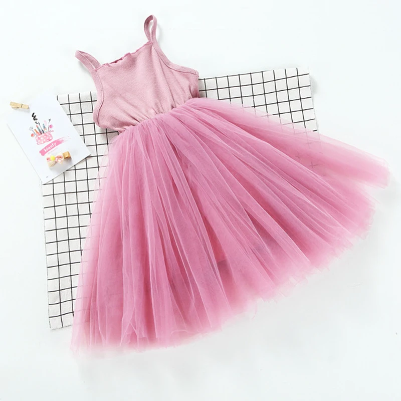 B&N Hot sale Spring Summer Girl Dress Cotton Casual kids Dresses With Mesh Dance Party Princess Children Costume12