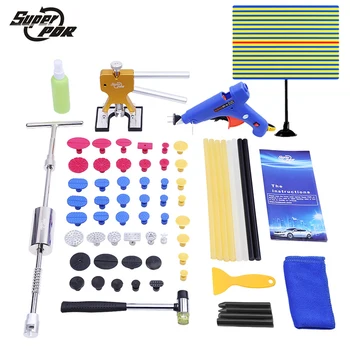 

PDR Slide Hammer Dent Puller Rubber Hammer Paintless Dent Repair Tool Set Glue Tabs LED line Board