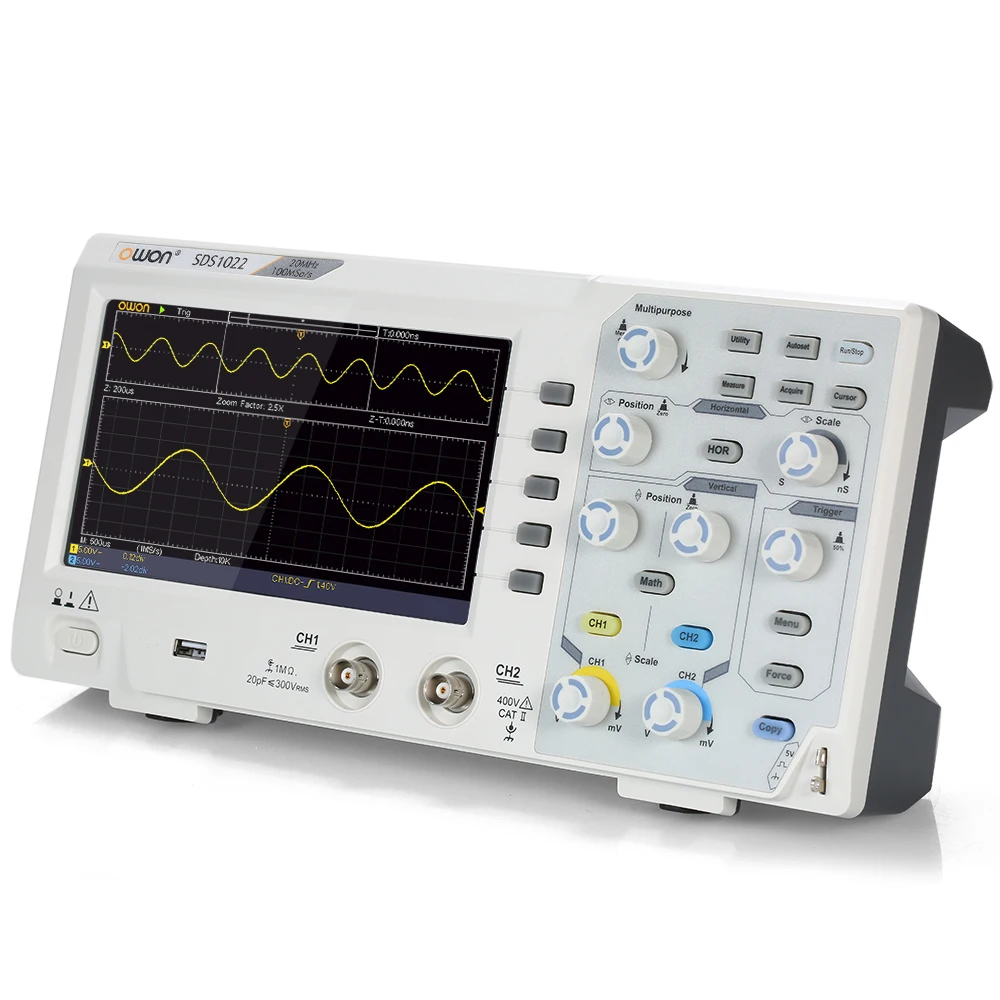 

Digital Oscilloscope Storage Oscilloscopes Dul-Channel 20MHz/100MHz 100MS/s Oscillometer With LCD Display Probe For Oscilloscope