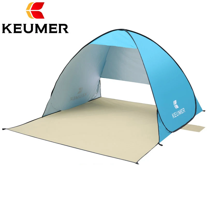 Летние пляжные палатки с защитой от ультрафиолета, без песка, 2 человека, складывающиеся, открывающиеся солнечные укрытия, переносные, сверхлегкие, одиночный тент - Цвет: Sky Blue
