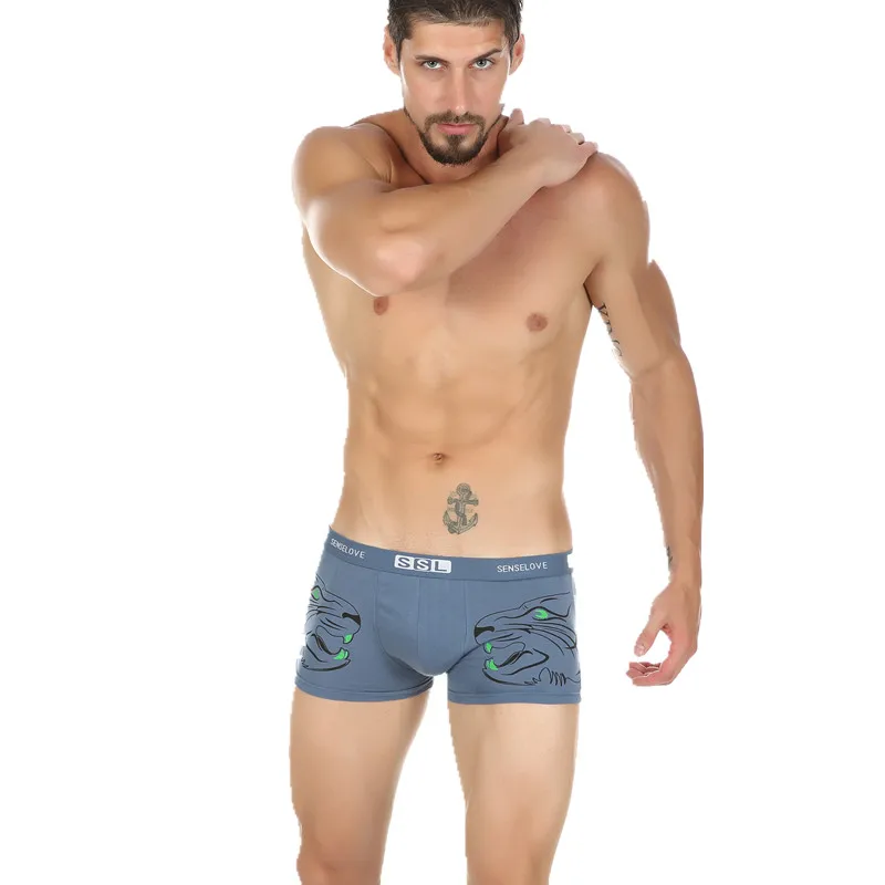 4PCS \ много Для мужчин S Нижнее Бельё для девочек хлопок Тигр боксеры Мужской