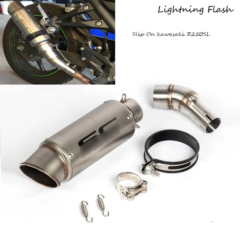 

Slip On For kawasaki Z250SL 51MM Motorcycle Exhaust Tail Pipe Motorbike Modified Escape Stainless Steel Middle Link Elbow Pipe