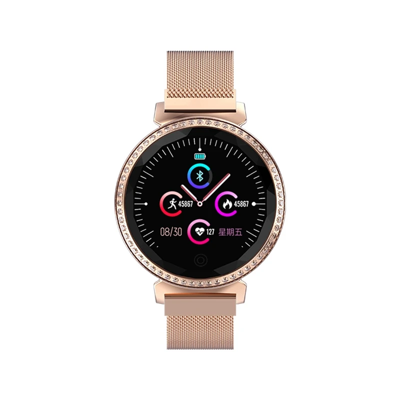 Смарт-браслет Для женщин Роскошные Стразы Smart Band спортивные часы с поддержкой Bluetooth 1,04 дюймовый круглый Экран стильный умный Браслет Mc11