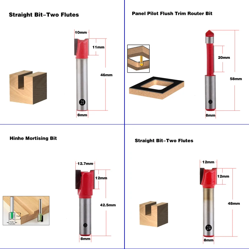 1 шт. 8 мм хвостовик древесины маршрутизатор бит прямой Концевая фреза триммер очистка заподлицо отделка угловая круглая бухта коробка биты инструменты фреза