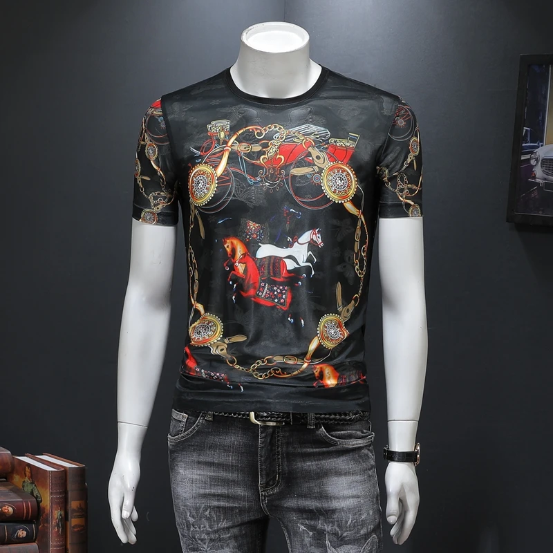 

In the summer of 2019 the new ice silk digital printing round collar short sleeve men T-shirt male 862 P45