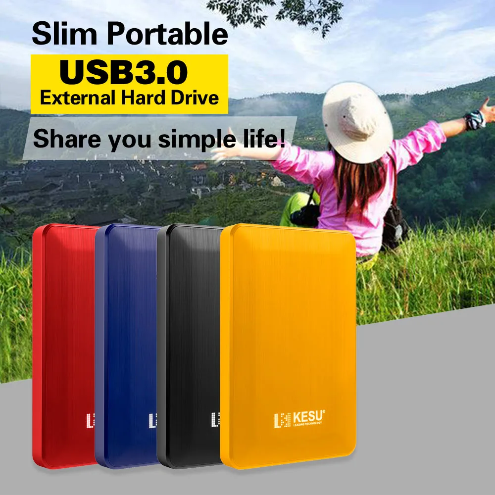 KESU 2.5'' External Hard Drive Disk USB3.0 HDD 1TB 2TB Portable HDD Storage for PC, Mac,Tablet, Xbox, PS4,TV,TV box 4 Color