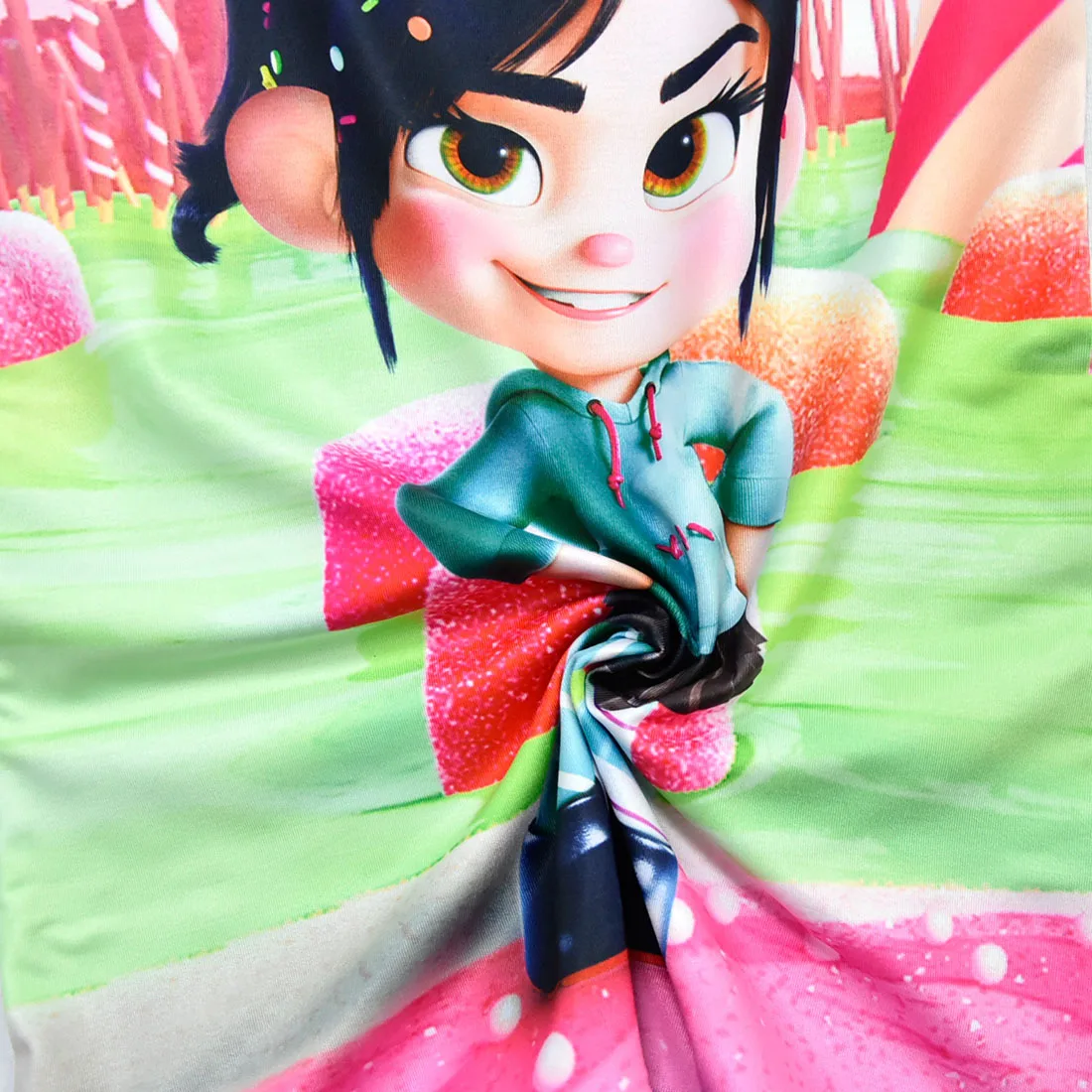 Новая одежда Vanellope Von Schweetz костюм на Хэллоуин Wreck It Ralph2 Ральф ломает интернет одежда для маленьких девочек Детский парик