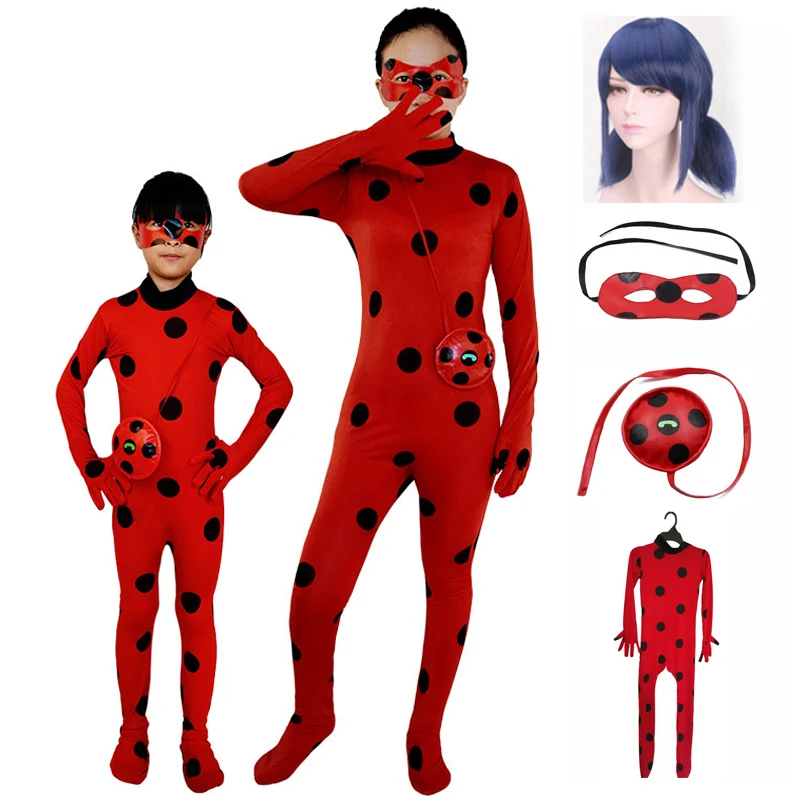 

Lady bug Cosplay Costumes Jumpsuit for Kids and Adult Tikki Ladybug Costume Girls Women Halloween Party Birthday Soft Skin Tight