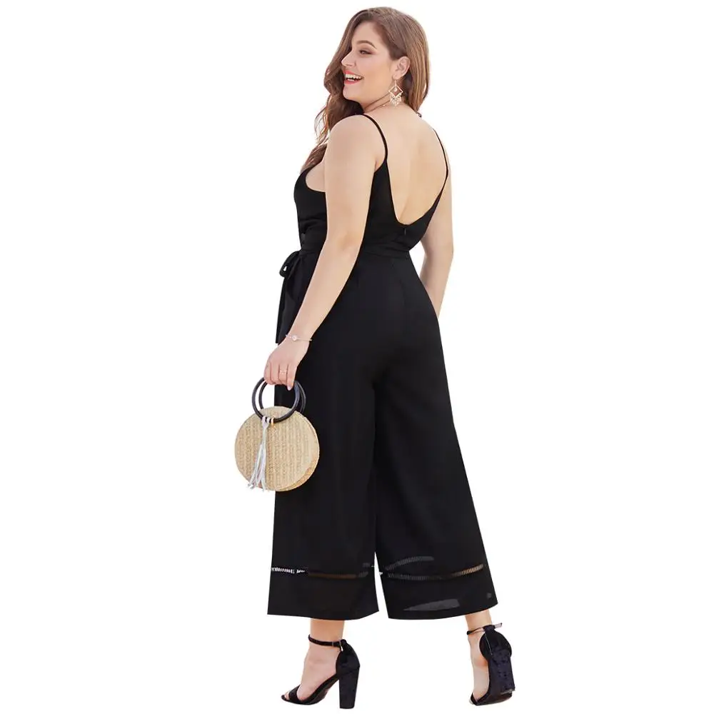 Summer Holiday Casual Black Jumpsuit Maxi Plus Size Wide Leg Strap Jumpsuit Summer Holiday Casual Black Jumpsuit Maxi Plus Size Wide Leg Strap Jumpsuit