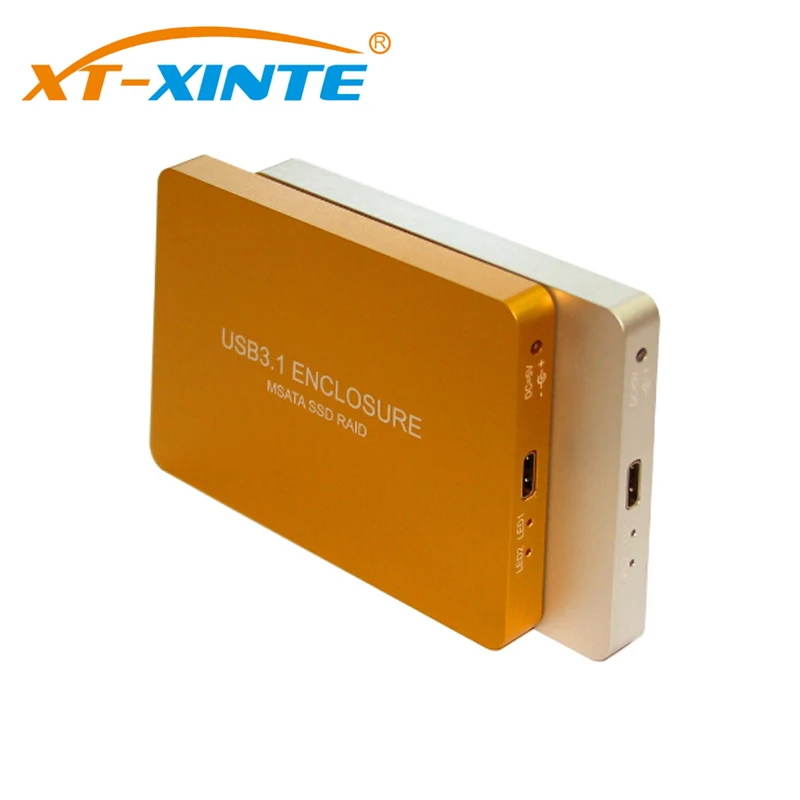 

USB-C USB3.1 TYPE-C to 2 Ports MSATA SSD Raid 0 1 PM HDD Enclosure Adapter 3030 3050 Hard Disk Box External Box 800MB