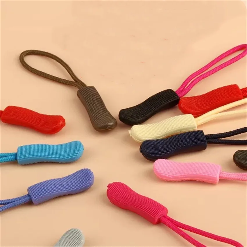 

50pcs Zipper Pull Puller PVC rope Fit Rope Tag Fixer Zip Cord Tab Replacement Clip Broken Buckle Travel Bag For Sewing Tools