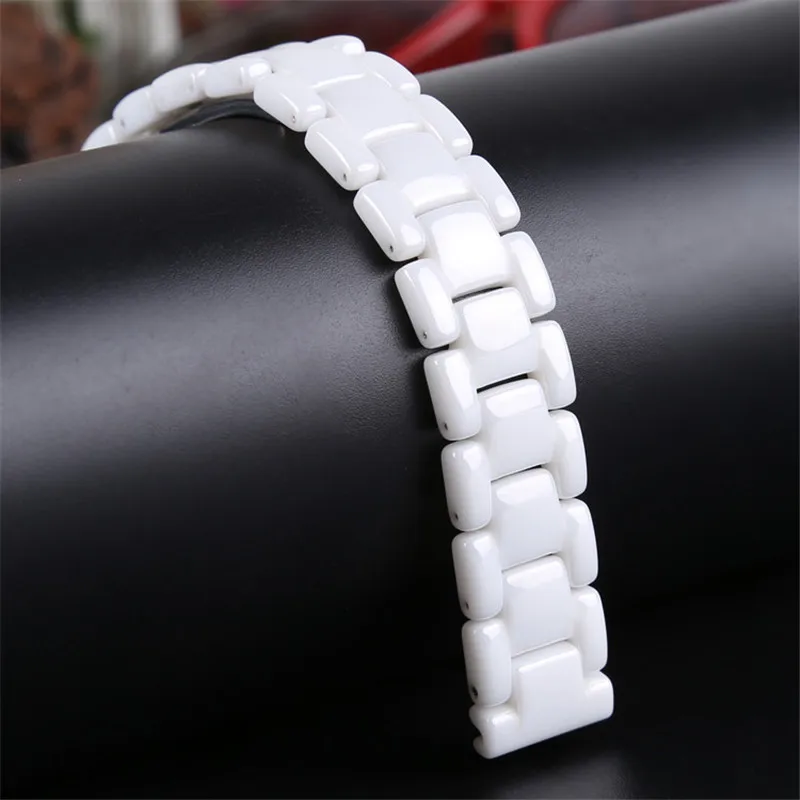 14mm White Ceramic Watchband 7MM Concave Interface End Replacement Women's Watch Strap Small Bracelet Wristwatches Bands Belt