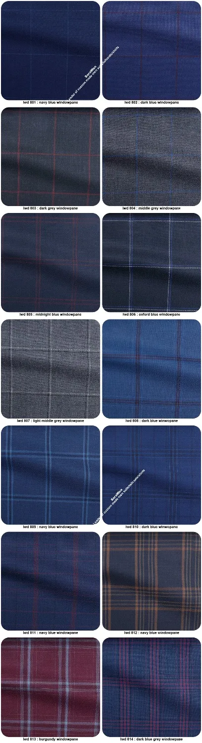 Luxury Navy Plaid Suit Men Custom Made Wool Blend Business Suits With Bemberg Lining,Bespoke Tailore Casual Windowpane Blue Suit