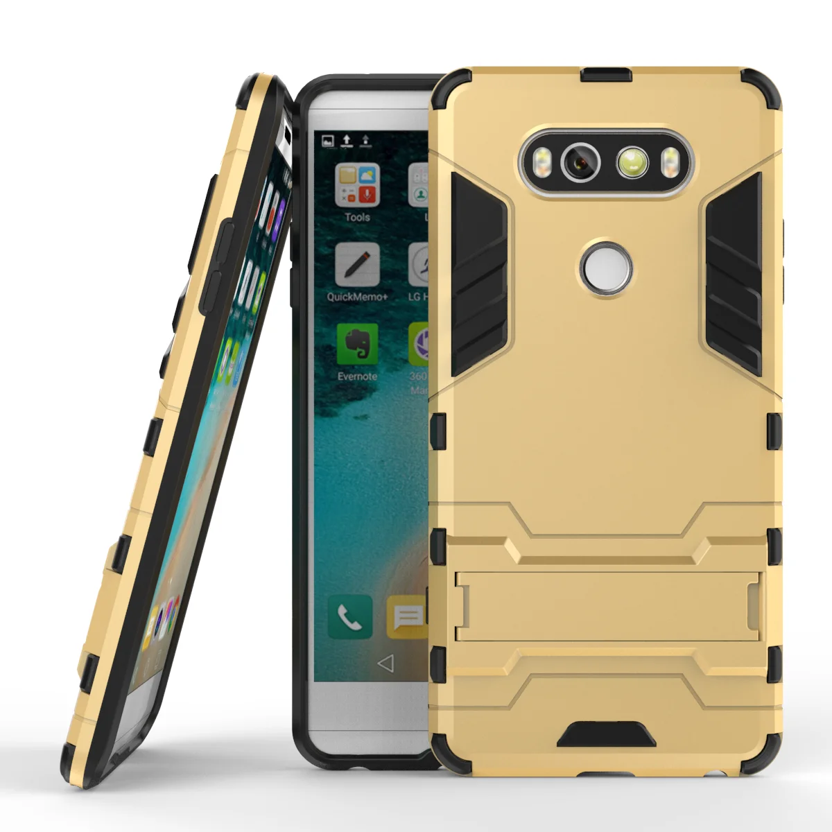 Противоударный чехол для телефона LG V20 Чехол-светильник пластик+ Мягкий силиконовый чехол-держатель для LG V20 чехол для LGV20 F800 Fundas - Цвет: Gold