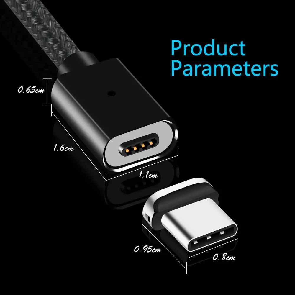 Магнитный кабель Micro usb type C для 1 м 3A провод быстрого заряда магнит зарядное