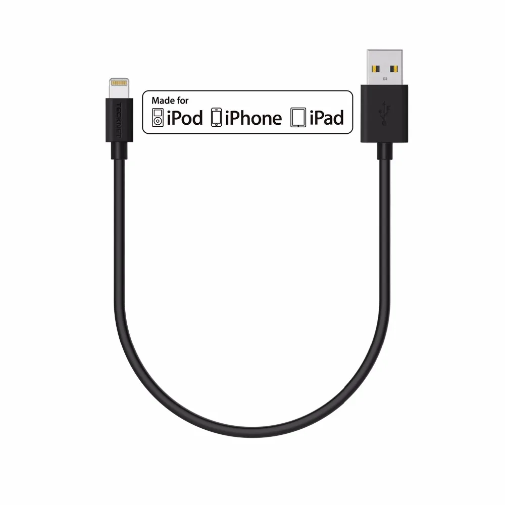 [Para MFi iPhone Cable iOS 10] TECKNET Cable USB para Cable de Lightning a USB 2.1A rápido Cable de cargador USB para iPhone 7 6 6 s iPad (10 cm)