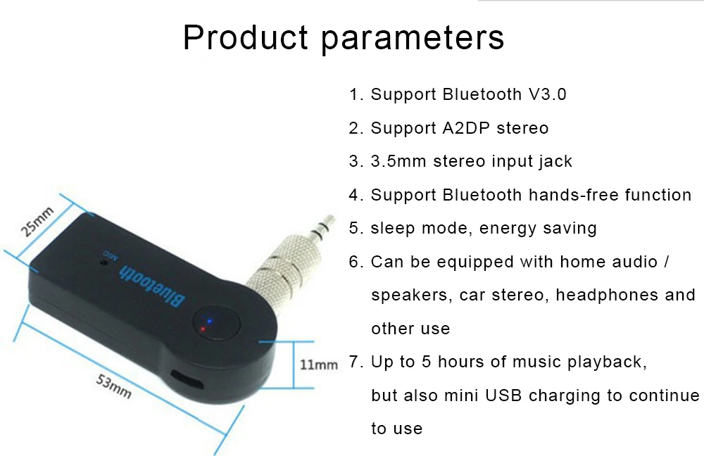 3,5 мм аудио передатчик Jack автомобильный беспроводной Bluetooth приемник адаптер Aux стерео штекер Bluetooth музыкальный приемник авто Bluetooth