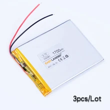 3pcs/Lot 306080 3.7V 1700mAh Polymer Li-ion Rechargeable Battery For Walkie talkie DVD Garden lighting DIY Consumer electronics