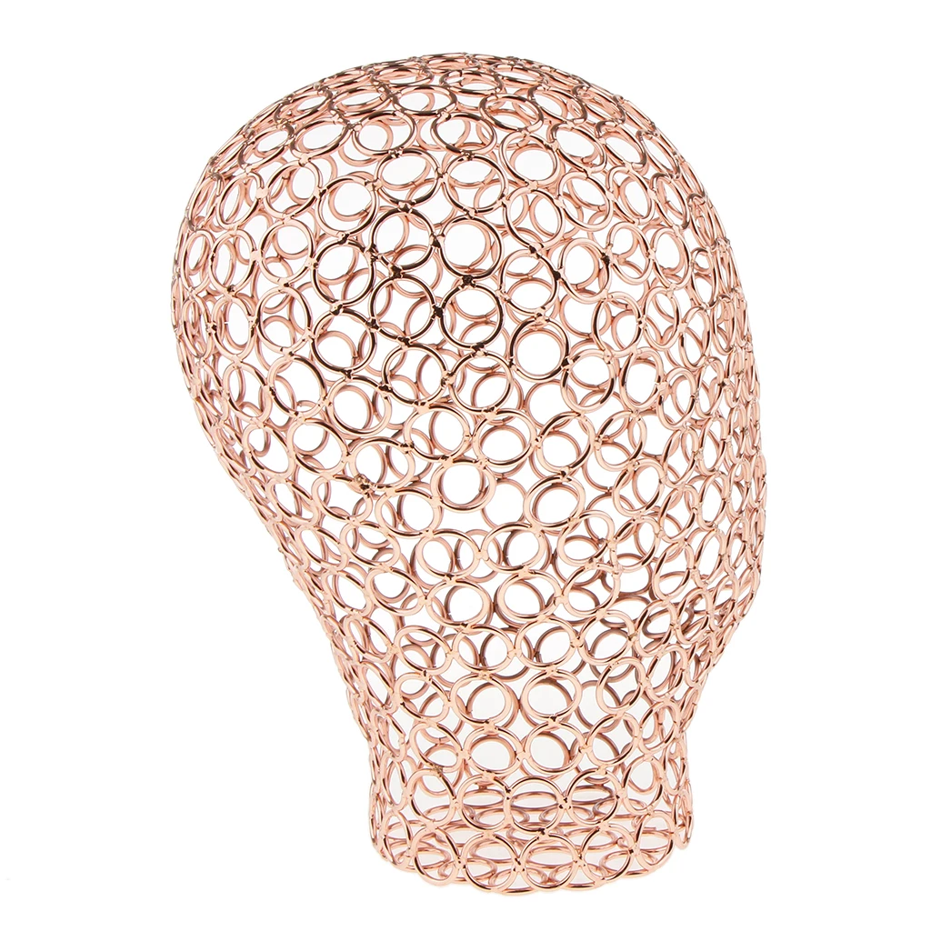 2Pcs Stable Metal Wire Mannequin Head Manikin Model Rack Wigs Hat Jewelry Headset Display Holder Rose Gold/Black