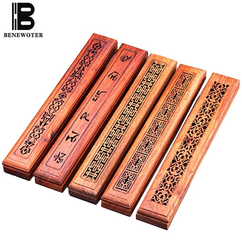 Chinese Style Natural Rosewood Openwork Pattern Stick Incense Burner