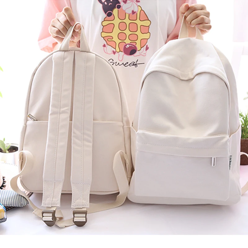  NUFANGU Simple Classic Desgin Good Quality Girls Canvas Backpack College Student School Book Bag Wo - 32890348149