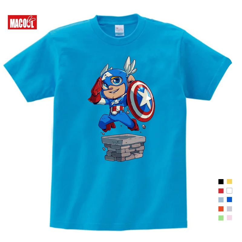 

2019 Lovely Captain America Kids T Shirt Boys Clothes Avengers Superhero Spider-Man Tshirts for Girls Children Clothing 3T-9T
