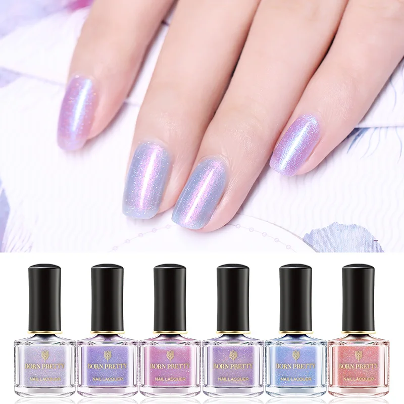 

BORN PRETTY 6ml Shell Glitter Nail Polish Rainbow Nail Lacquer Varnish 6ml Holographic Nail Polish Nail Manicure 7 Colors
