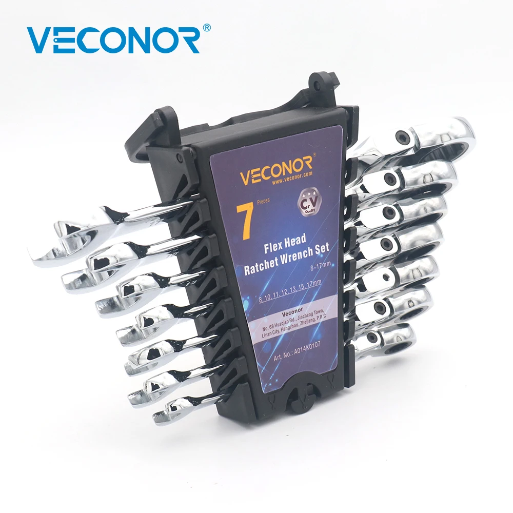 

Veconor 7 Pieces Flexible Head Ratchet Handle Wrench Set Swievel Ratchet Wrench Spanner 8 to 17mm Combo