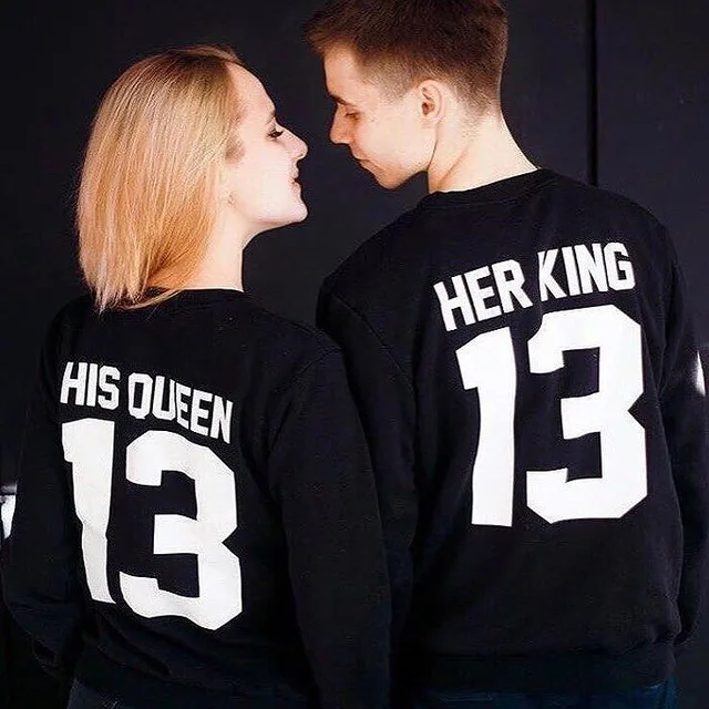 

BKLD Women Men Lovers 2024 Fashion Autumn Valentine Shirt Long Sleeve Tops His Queen Her King 13 Couple Clothes T Shirt Casual