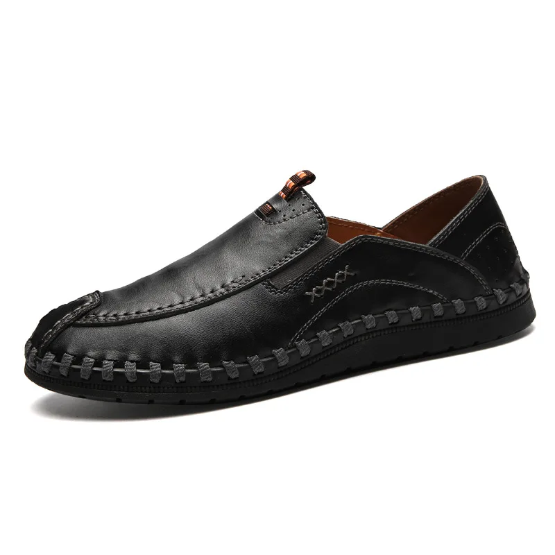 

Handmade Sewing Retro Cow Leather Shoes New 2018 Fashion Casual Business Shoes Men's Flats Moccasins Genuine Leather Shoes