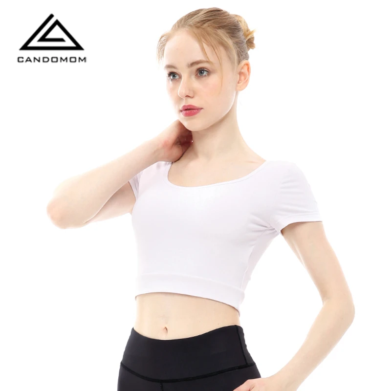 CANDOMOM женский фшион Йога костюм спортивная футболка с коротким рукавом летняя