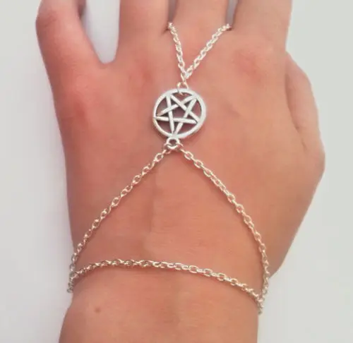 

Peace Slave Chain Bracelet , Pentagram Slave Chain Bracelet , Handmade