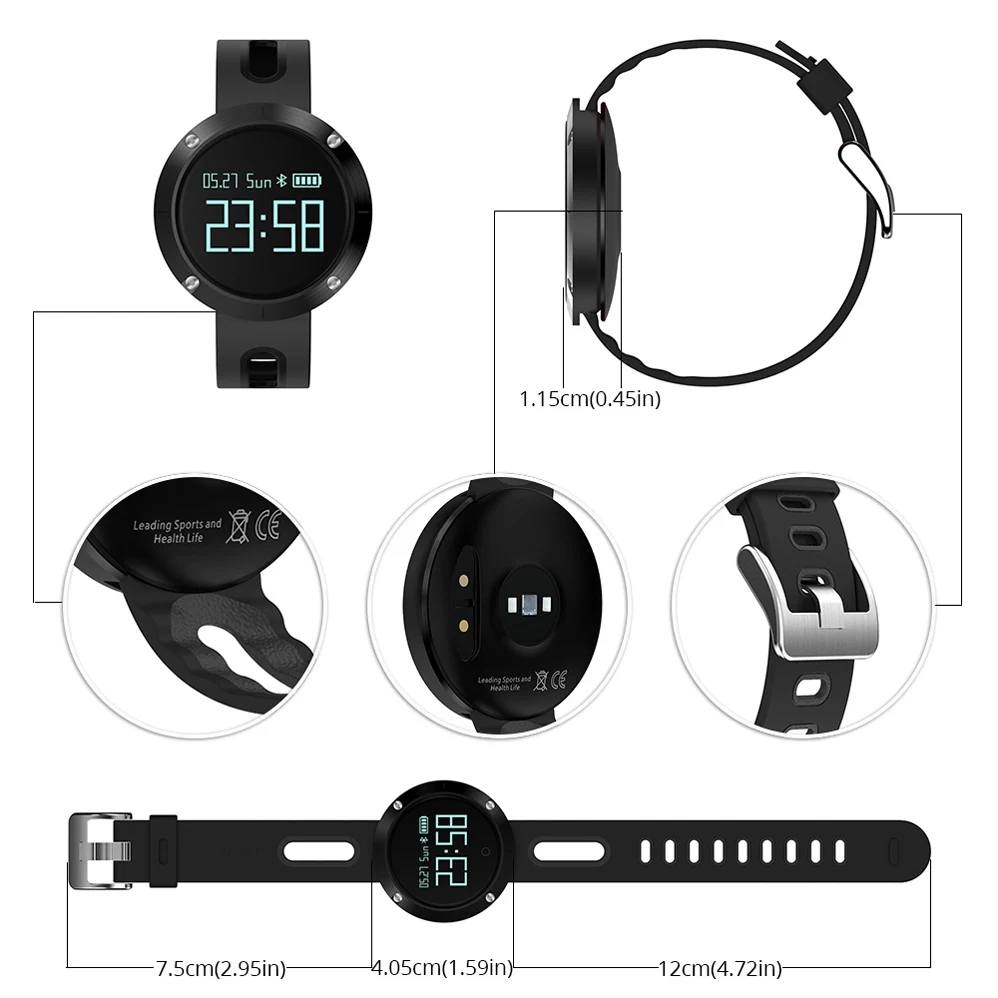 ColMi DM58 Bluetooth Sports Wristband Heart Rate Smart Watch Blood Pressure Monitor IP68 Waterproof For Android and IOS Phone
