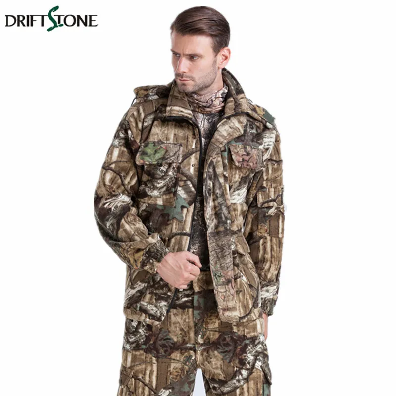 Men's Waterproof Fleece Bionic Camouflage Clothing Set