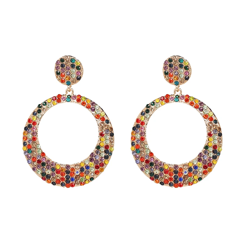 FASHIONSNOOPS New Colorful Crystal Drop Earrings Women Trendy 2019 Geometric Pendant Earrings Wedding Party Fashion Jewelry